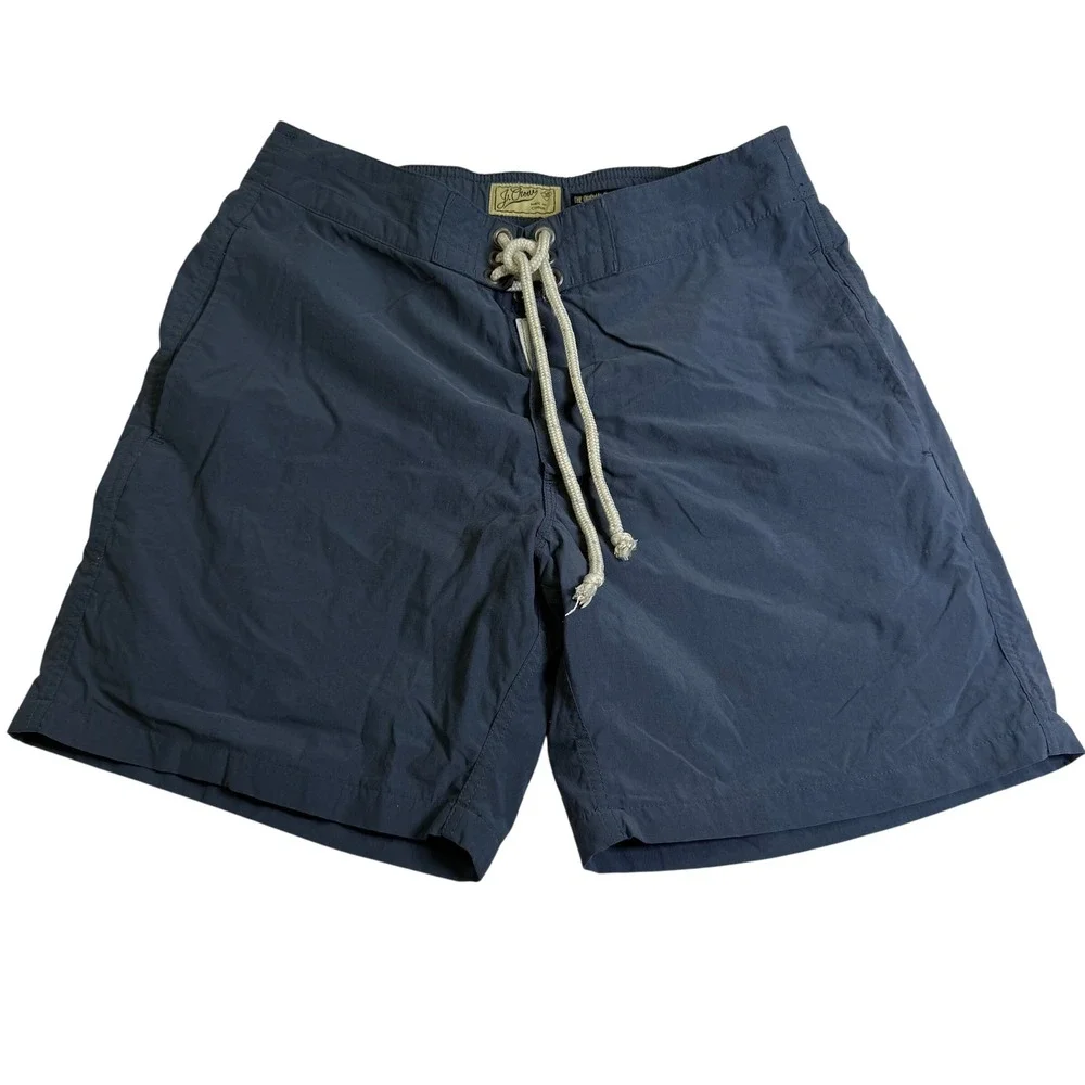J.Crew Original Shortboard Swim Trunks Mens 30 Navy Blue 7 Inseam Nylon